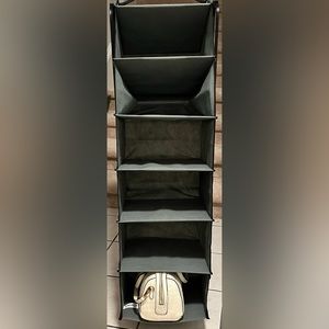 Smirly Hanging 6 Shelf Storage Closet Organizer w Hooks & 3 Pockets, Brand New